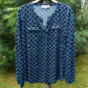 Jones New York Sport Split V-Neck Top with Flap Pockets Sz-S